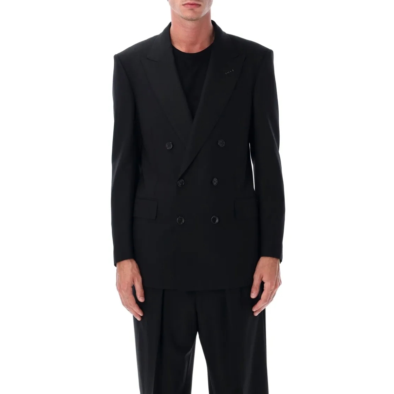 Tom Ford Blazer Double-Breasted Wool Twill Jacket Black