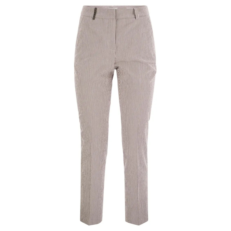Peserico  Seersucker Cotton Cigarette Trousers Grey