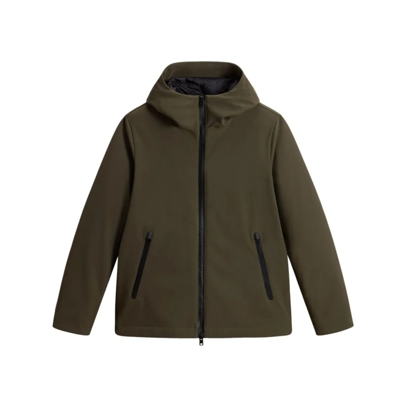 Woolrich Doudoune Padded Olive Green Logo Jacket Green