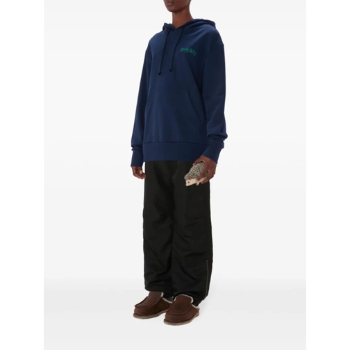 J.W.Anderson Shirts Prickly Slogan-Print Hoodie Blue (Image 2)