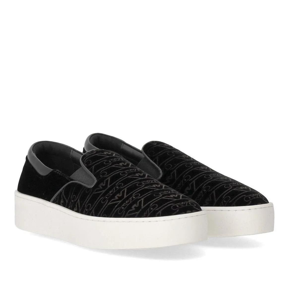 Emporio Armani Sneakers - EMPORIO ARMANI SLIP-ON MONOGRAM SCHWARER SNEAKER - Gr. 36 (EU) - in Schwarz - für Damen