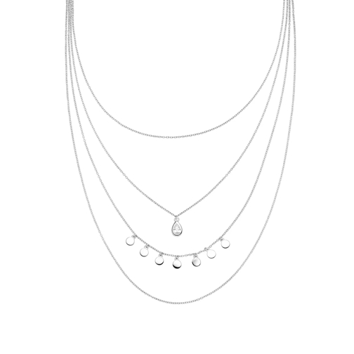 Leaf Necklace Platelet Silver Collier long