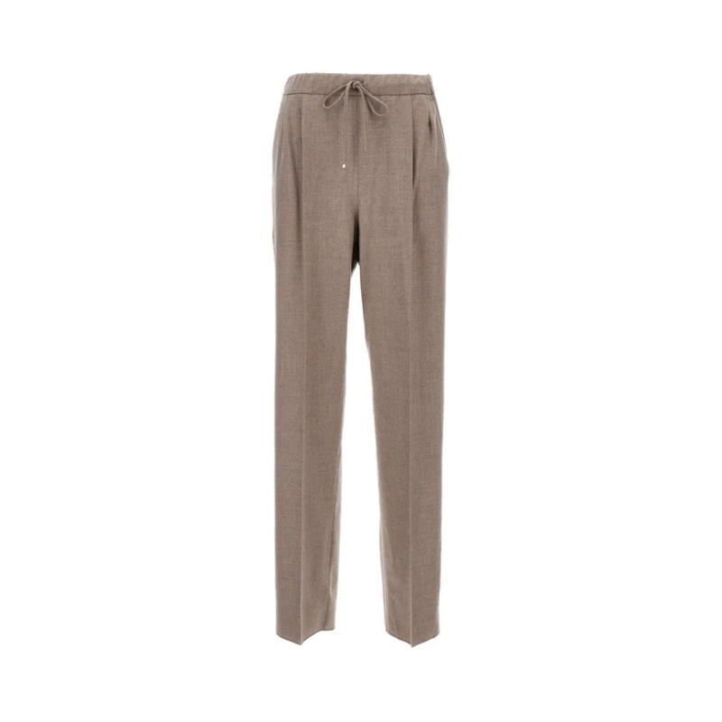 Max Mara  Soft-Cut Trousers With Pleats And Drawstring Waist Brown