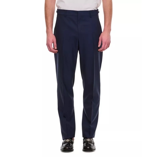 Versace Formal Pant Wool Canvas Fabric Blue 