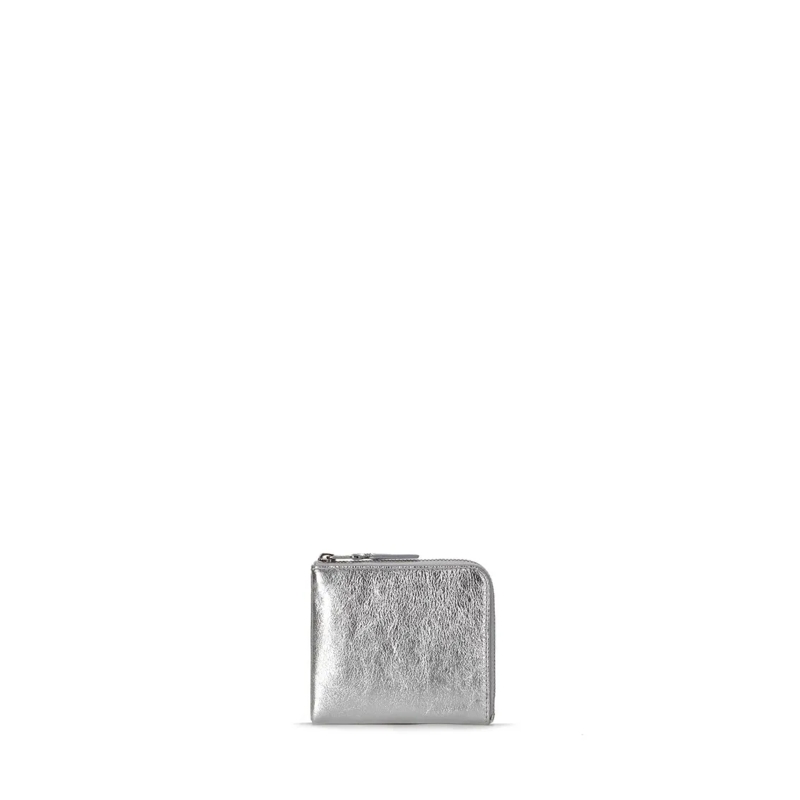 Comme des Garcons Geldbörse Textured Metallic Leather Zip Wallet Grey