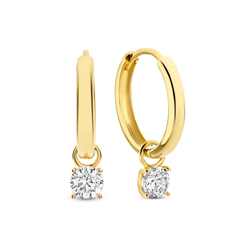 Isabel Bernard Creolen Le Marais Ophélie 14 karat hoop earrings with zirc Gold