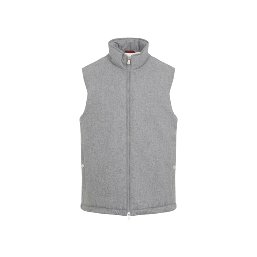 Brunello Cucinelli Light Grey Wool Vest Grey Übergangsjacke