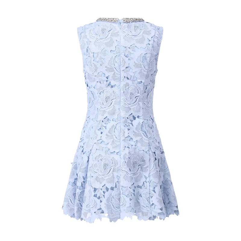 Self Portrait Minikleid Blue Flower Lace Mini Dress Blue(Image 3)