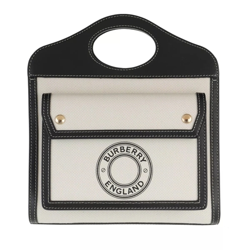 Burberry Pocket Bag With Handle Leather Black/White Rymlig shoppingväska