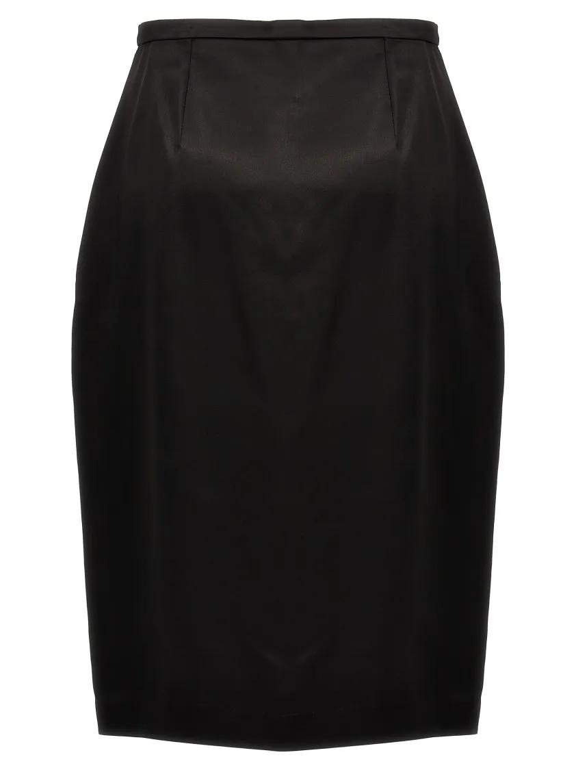Saint Laurent Viscose Satin Pencil Skirt Black | Potloodrok
