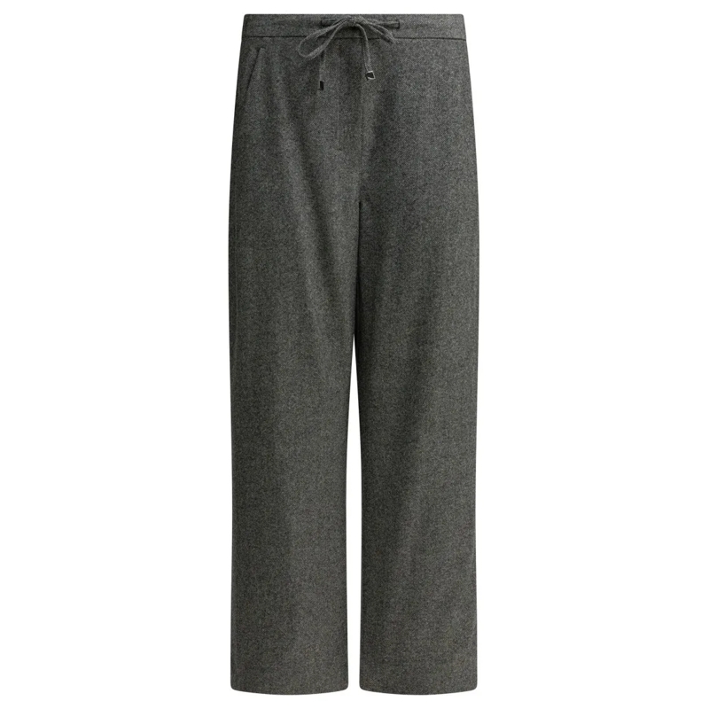 Max Mara  Straight-Leg Grey Trousers With Textured Wool-Cash Grey