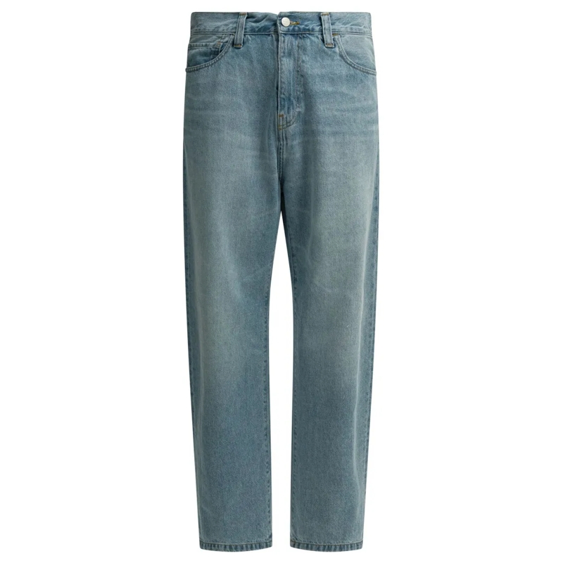 Carhartt Wip Jeans Light Blue Straight-Leg 100% Cotton Jeans With Fiv Grey