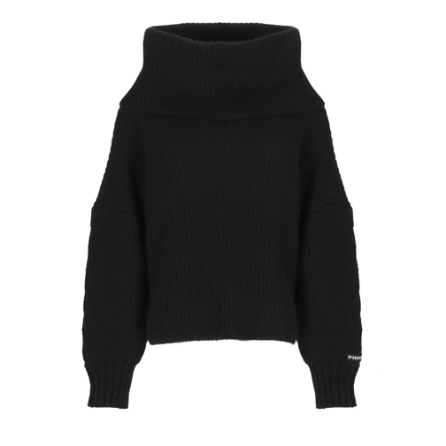 PINKO Mohair Blend Sweater Black Trui met col