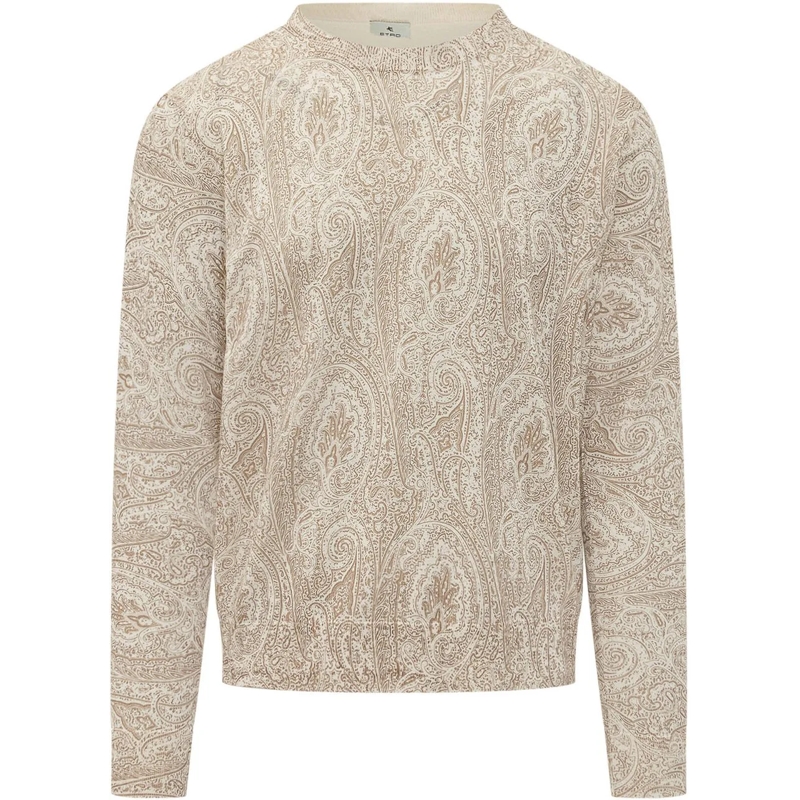 Etro  Maglia Girocollo con Motivo Paisley beige