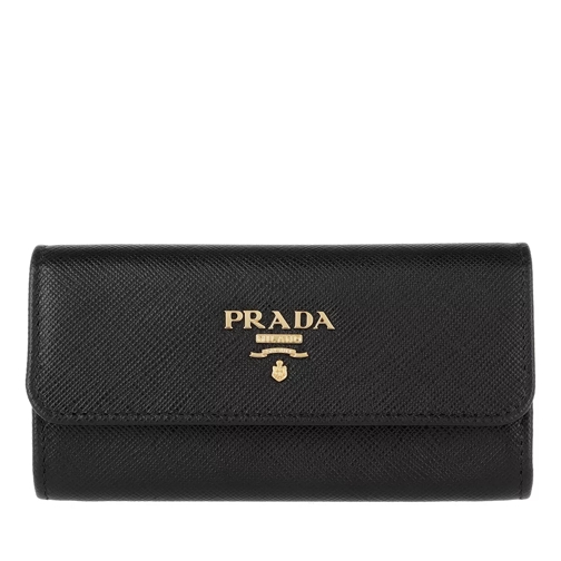Prada Key Case Leather Black Keyring