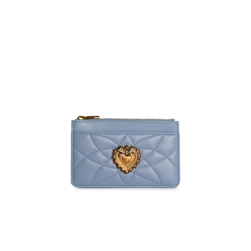 Dolce&Gabbana Light Blue Leather Cardholder Blue Geldbörse