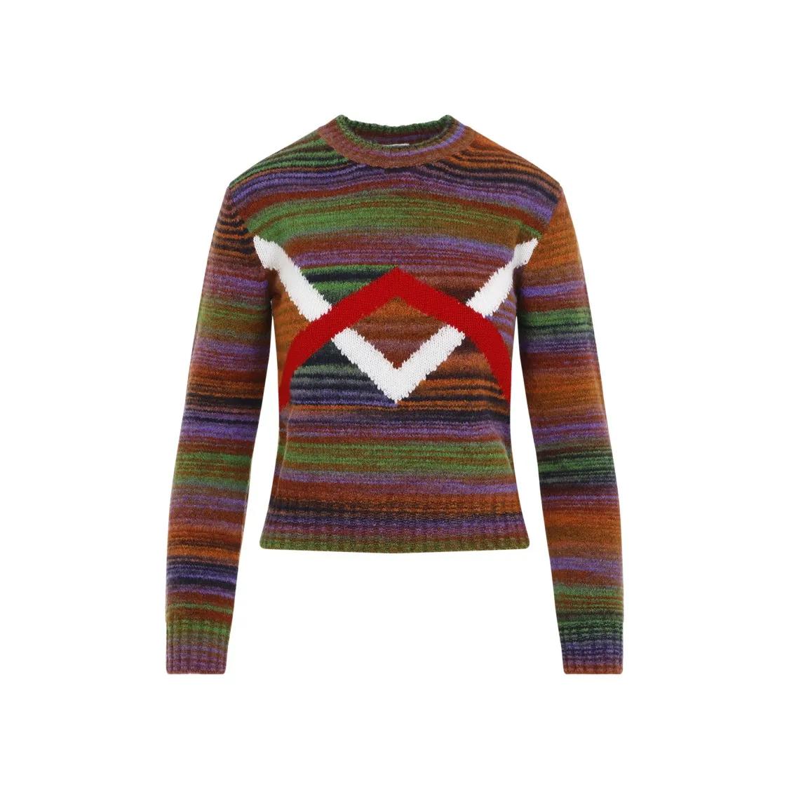 Loewe - Red Sweater With Multicolor Stripes - Größe XS - bunt