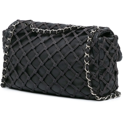 Chanel Sac à bandoulière 2010-2011 Jumbo Calfskin Canebiers Net Flap schwarz (Image 2)