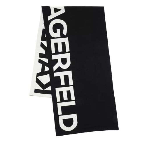 Karl Lagerfeld Karl Logo Knit Scarf Black Wollen Sjaal