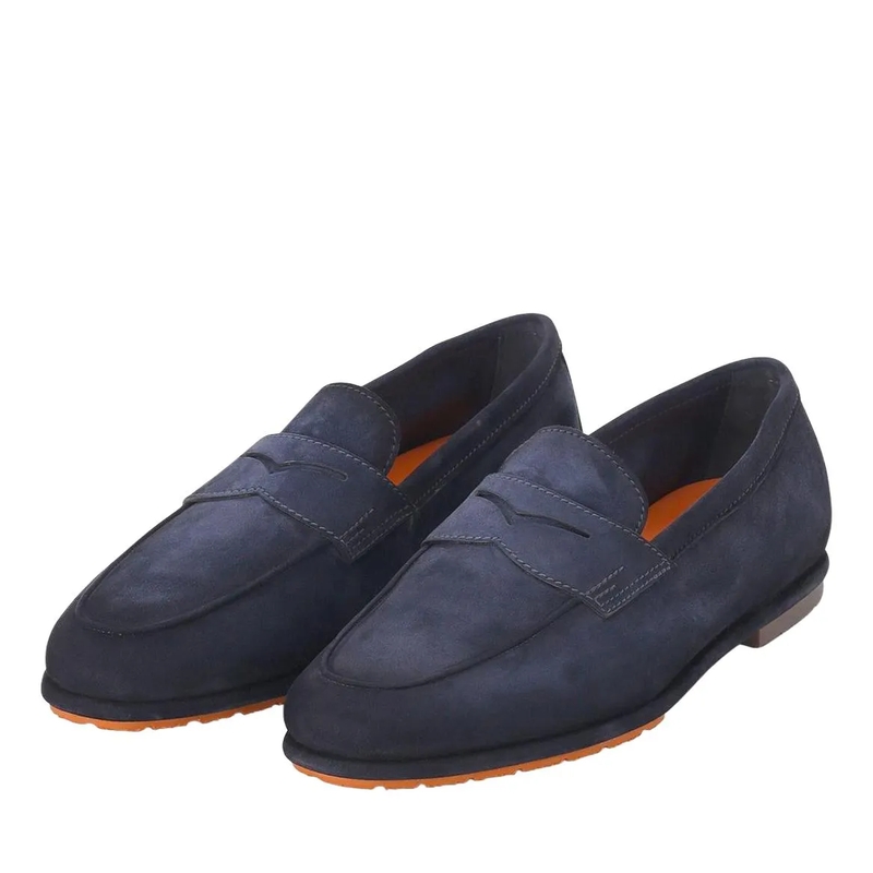 Santoni Mocassin Loafer aus Veloursleder blau