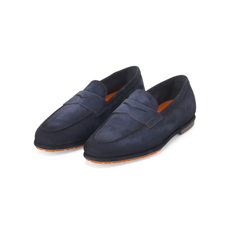 Santoni Veterschoenen Loafer aus Veloursleder blau