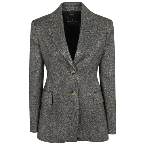 Ermanno Scervino Blazer Wool Blend Jacket With Herringbone Pattern Grey