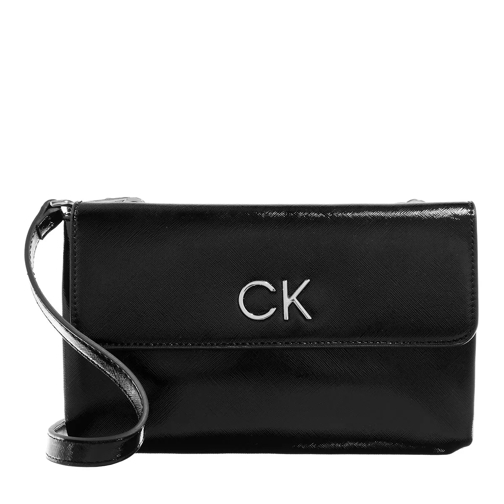 Calvin Klein Re-Lock Dbl Xbody W/Flap Saff Ck Black Crossbody Bag