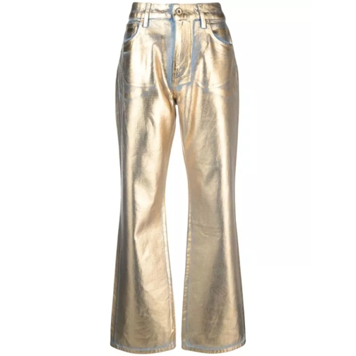Paco Rabanne Gold-Tone Denim Trousers Gold 
