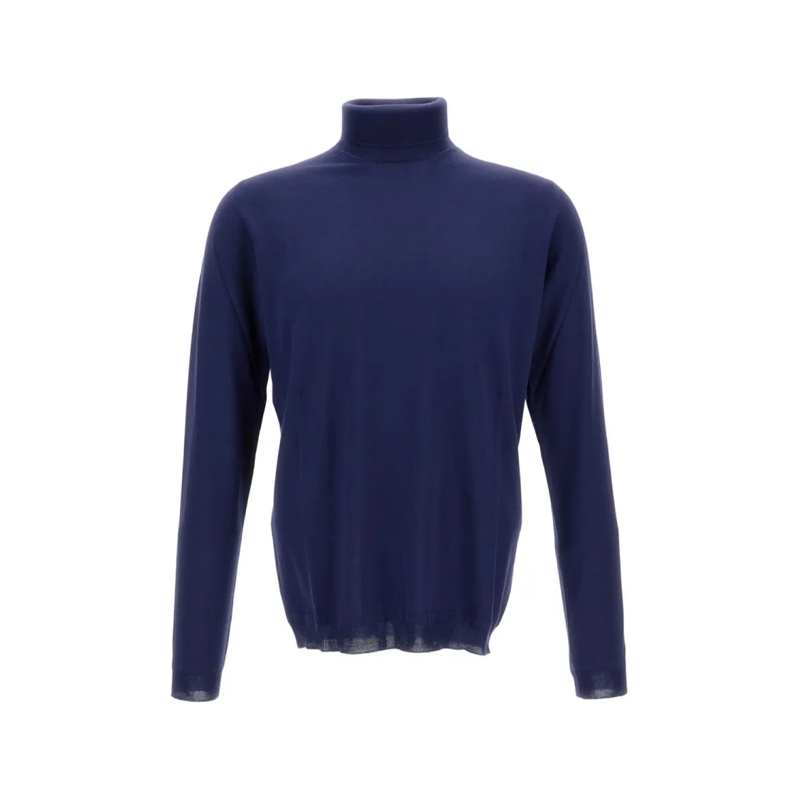 GOES BOTANICAL Pullover Extrafine Merino Wool Turtleneck Sweater Blue