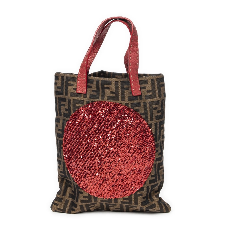 Fendi Crossbody Bag Sequins Flat Tote rot