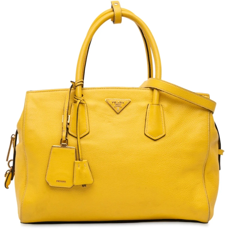 Prada Schultertasche Vitello Grain Satchel gelb