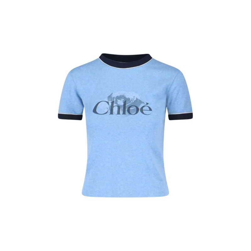 Chloé T-shirt Logo T-Shirt – Light Blue Blue
