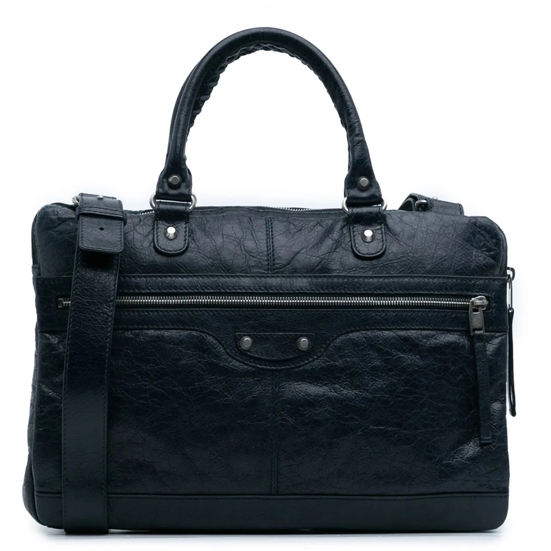 Balenciaga Tote Lambskin Motocross Classic Briefcase blau
