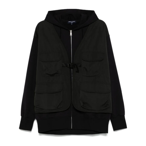 Comme des Garcons Übergangsjacke Black Cotton Jacket With Hood And Pockets Black