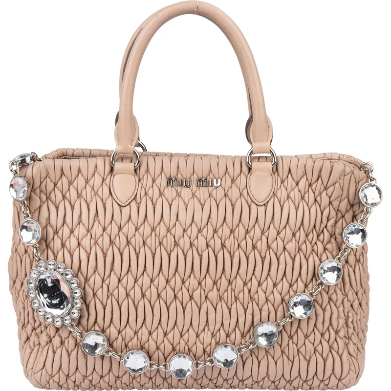 Miu Miu Tote Miu Miu Quilted Leather Crystal Handbag rot