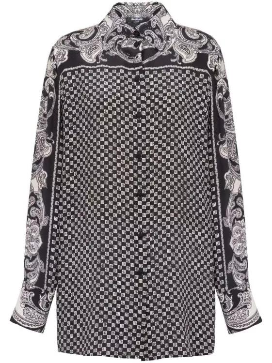 Thumbnail - Balmain - Paisley-Print Silk Shirt - Größe 38 - schwarz