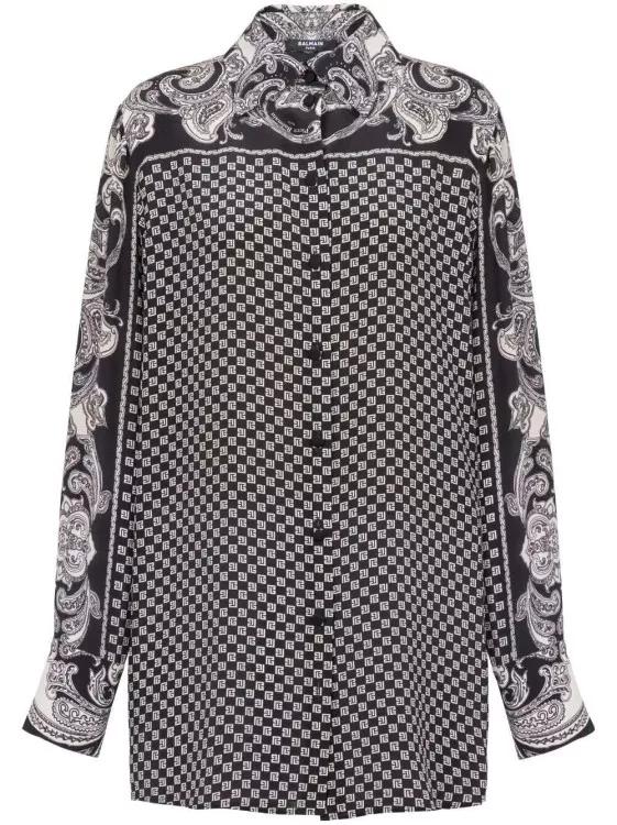 Balmain - Paisley-Print Silk Shirt - Größe 38 - black