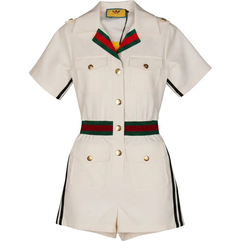 Gucci Jumpsuit Gucci x Adidas White GG Monogram Cotton Jumpsuit ( weiß