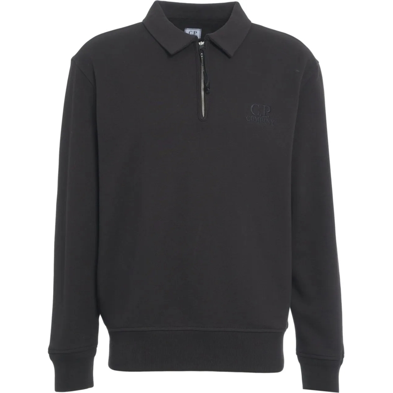 CP Company T-Shirt Sweatshirt with polo collar schwarz
