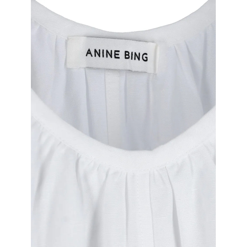 Anine Bing Midi-jurk Midi Linen & Lyocell Dress – White White(Image 3)