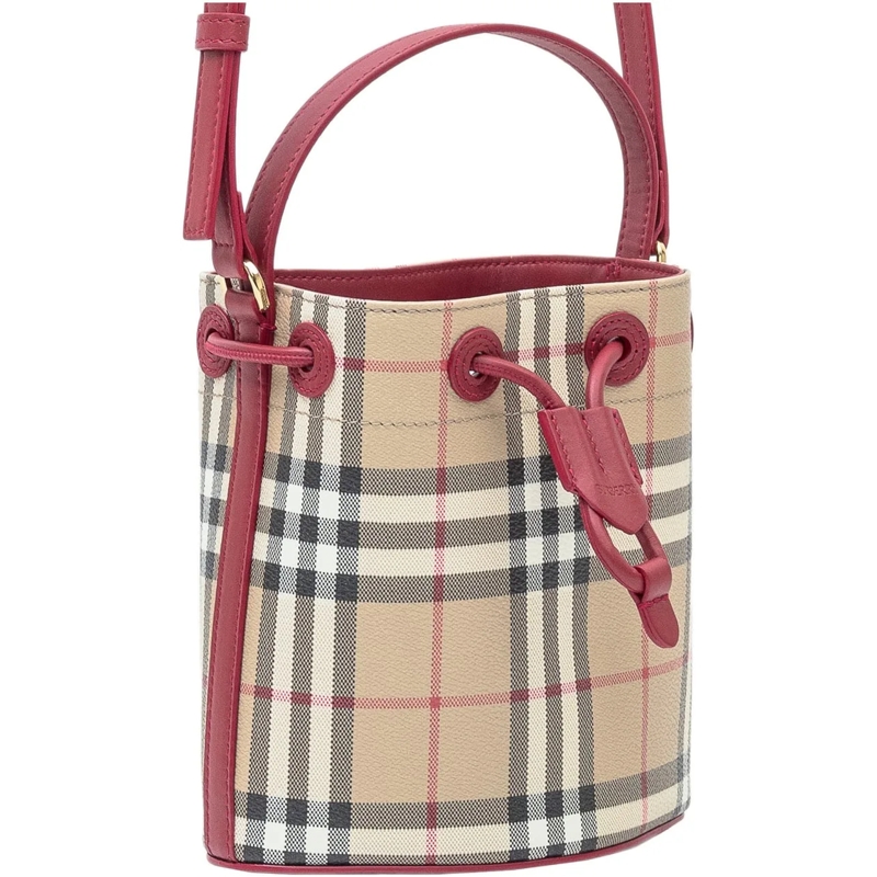 Burberry Tote Borsa Secchiello a Quadri beige(Image 3)