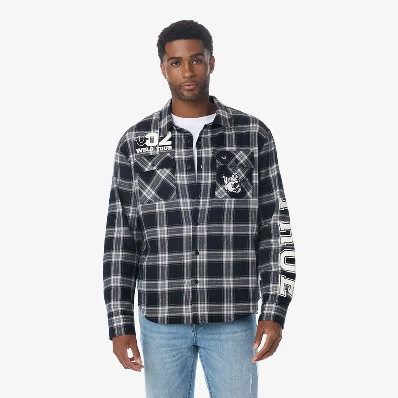 True Religion Hemd - Langarm- Flannellhemd- Knopfleiste- Karomuste bunt(Image 6)