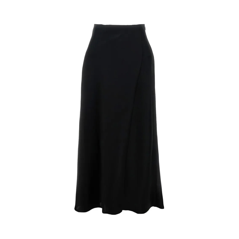 Khaite Midirok Flared Long Skirt With Invisible Zip Black