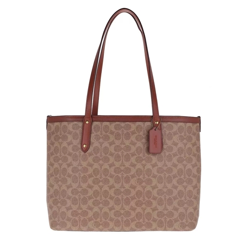 Coach Coated Canvas Signature Central Tote With Zip B4 Tan Rust Tote