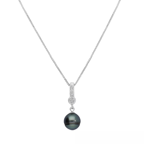 BELORO Pendant Necklace Tahiti Pearl  Silver Rhodium Plated Collier moyen