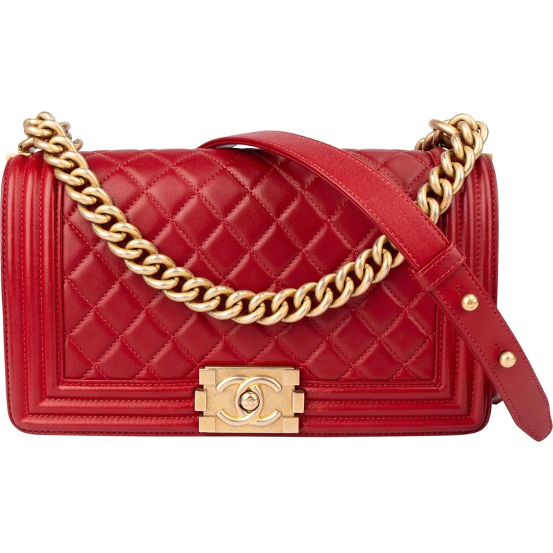 Chanel Tote Chanel Quilted Lambskin Boy Single Flap Crossbody  rot