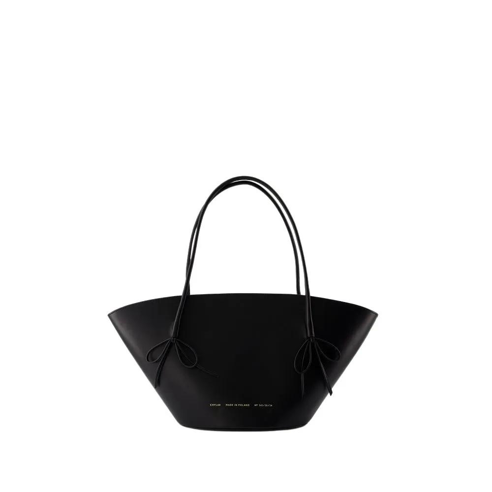 Chylak Tote - Big Shopper Bag With Bows - Leather - Black - Gr. unisize - in Schwarz - für Damen