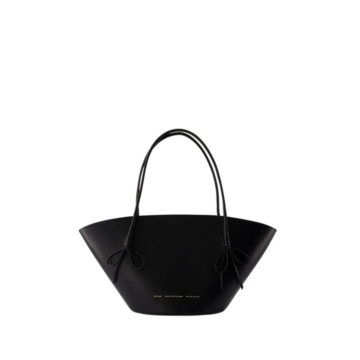 Chylak Big Shopper Bag With Bows Leather Black Black Tote