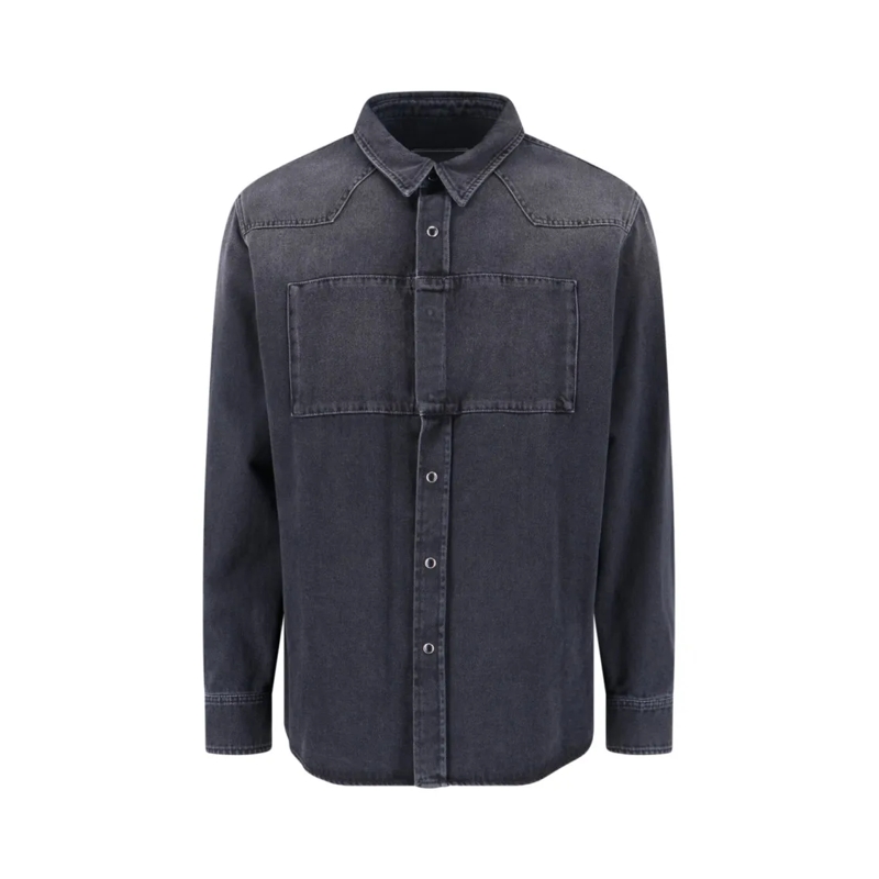 MM6 Maison Margiela Hemd Black Denim Shirt With Visible Stitching And Curve Black