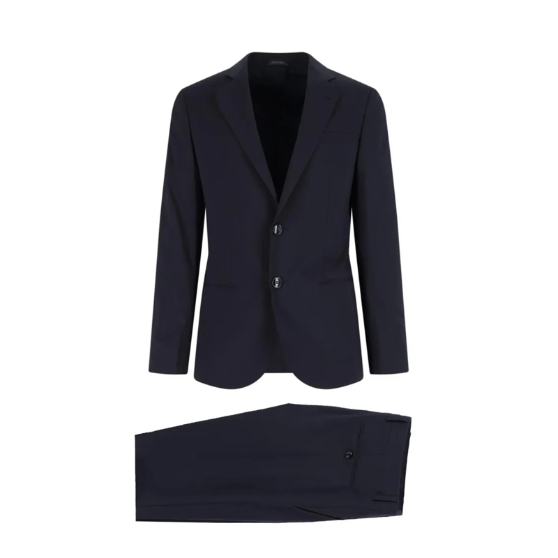 Giorgio Armani Pakcombinatie Navy Virgin Wool Tailored Suit Blue